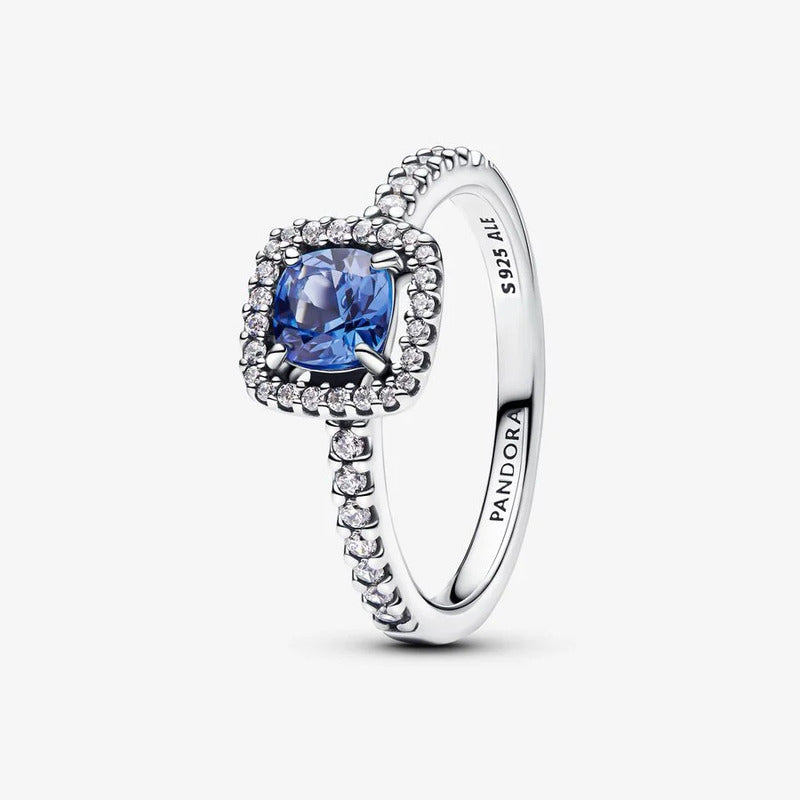 Anel Pandora Sparkling Square Blue
