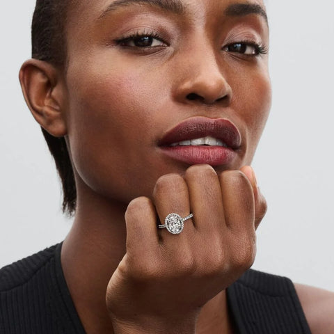 Anel Pandora Statement Auréola Oval Brilhante