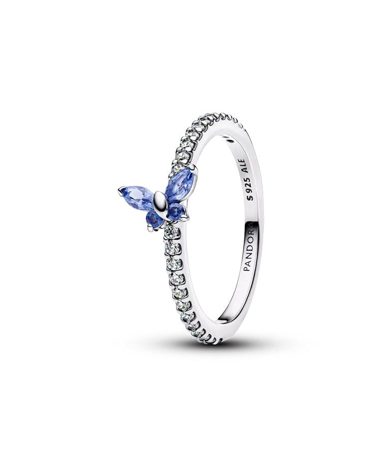 Anel Pandora Borboleta Brilhante Azul