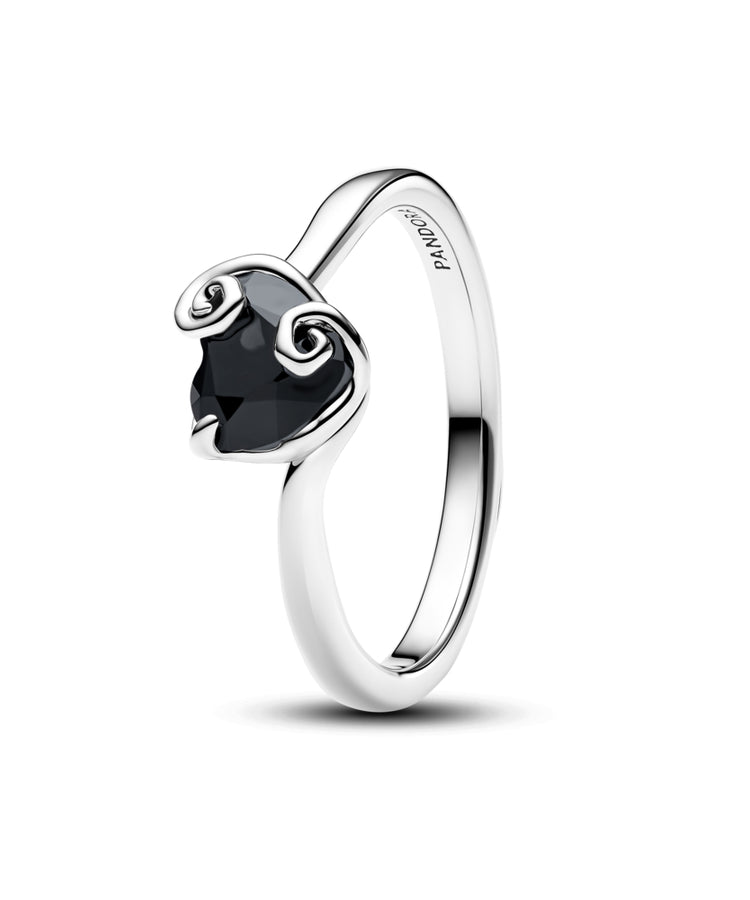 Anel Pandora Coração Preto do Jack Disney