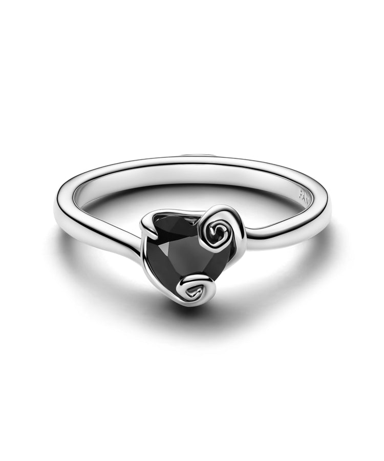Anel Pandora Coração Preto do Jack Disney