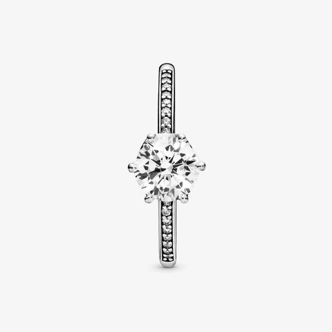 Anel Pandora Clear Sparkling Crown