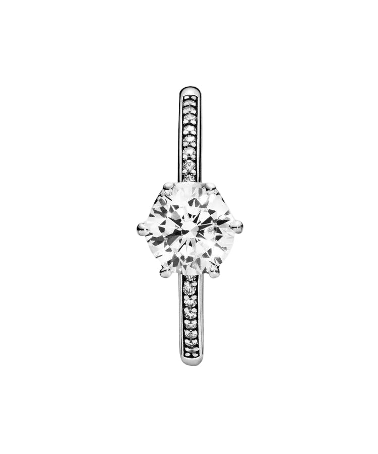 Anel Pandora Clear Sparkling Crown