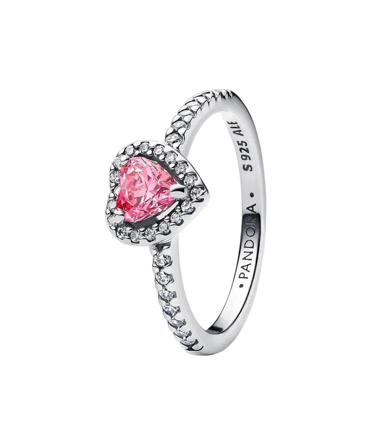 Anel Pandora Coração Rosa Elevado