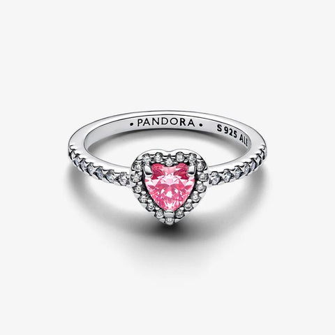 Anel Pandora Coração Rosa Elevado
