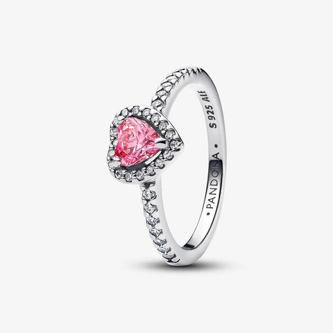 Anel Pandora Coração Rosa Elevado
