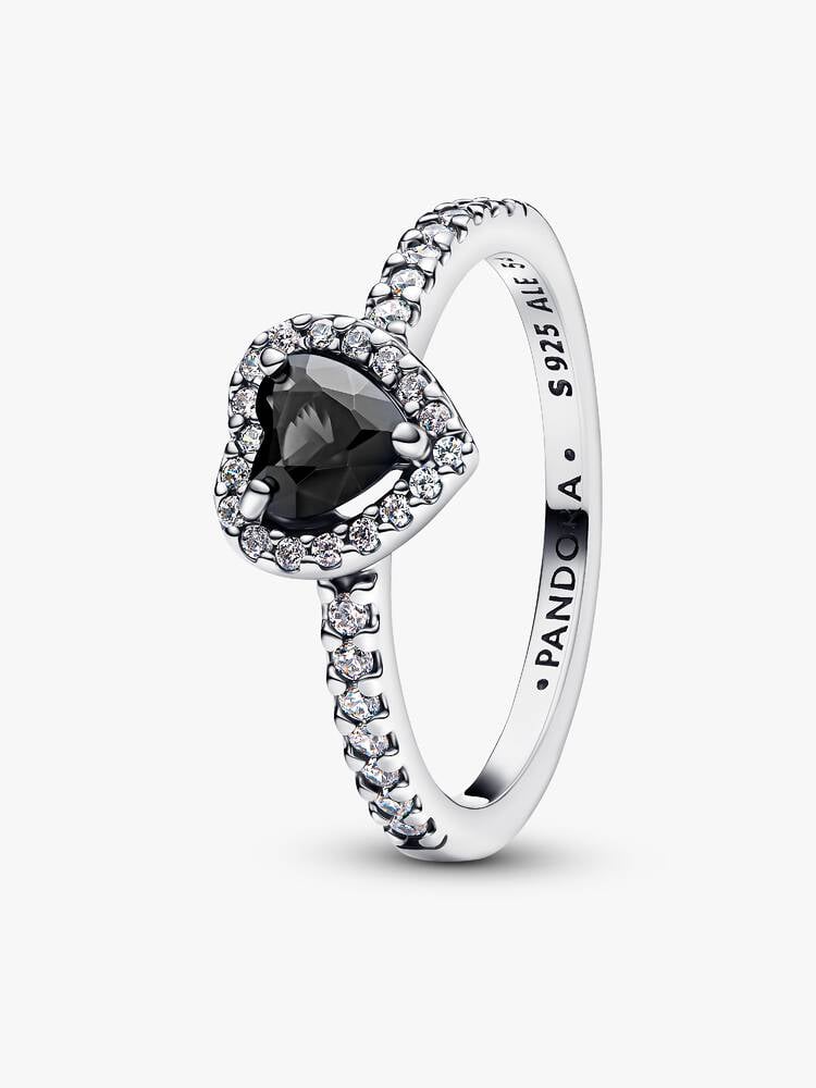 Anel Coração Preto Elevado Pandora