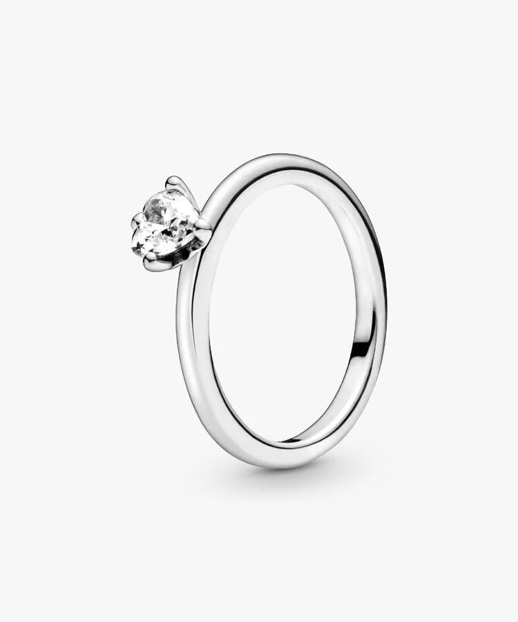Anel Pandora Clear Heart Solitaire