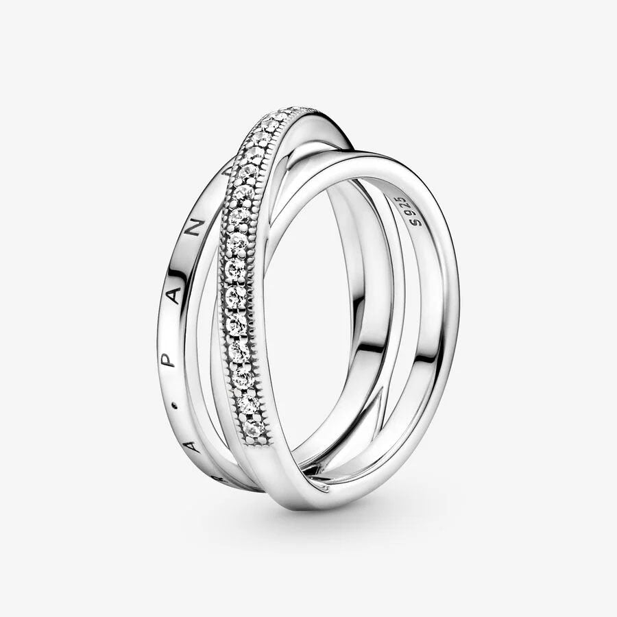 Anel Pandora Crossover Pavé Triple Band