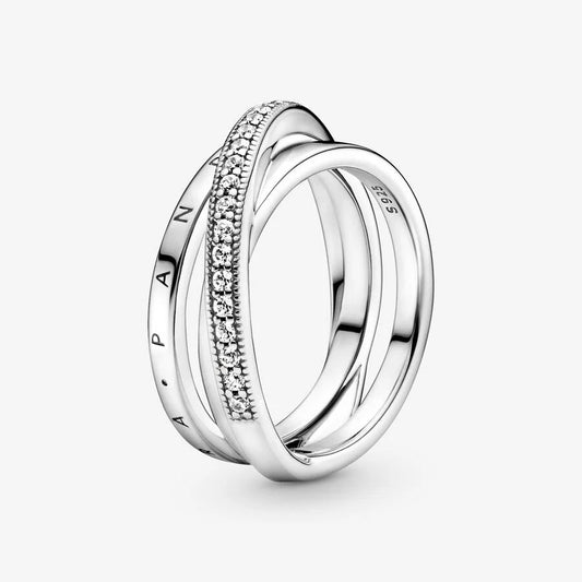 Anel Pandora Crossover Pavé Triple Band