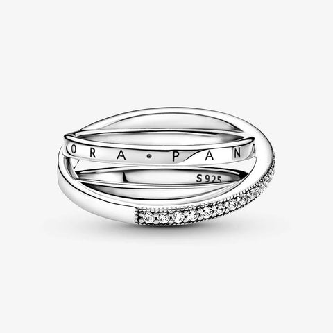 Anel Pandora Crossover Pavé Triple Band