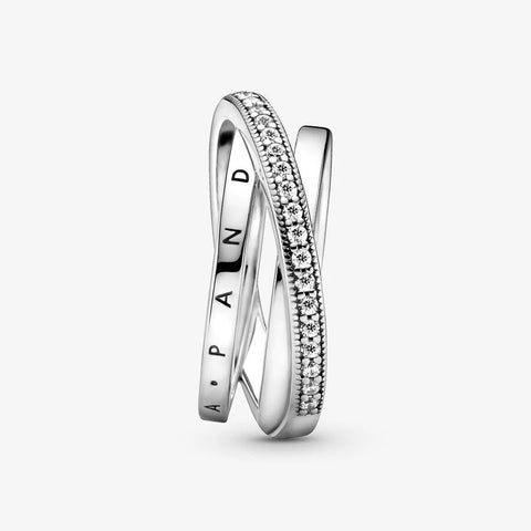 Anel Pandora Crossover Pavé Triple Band