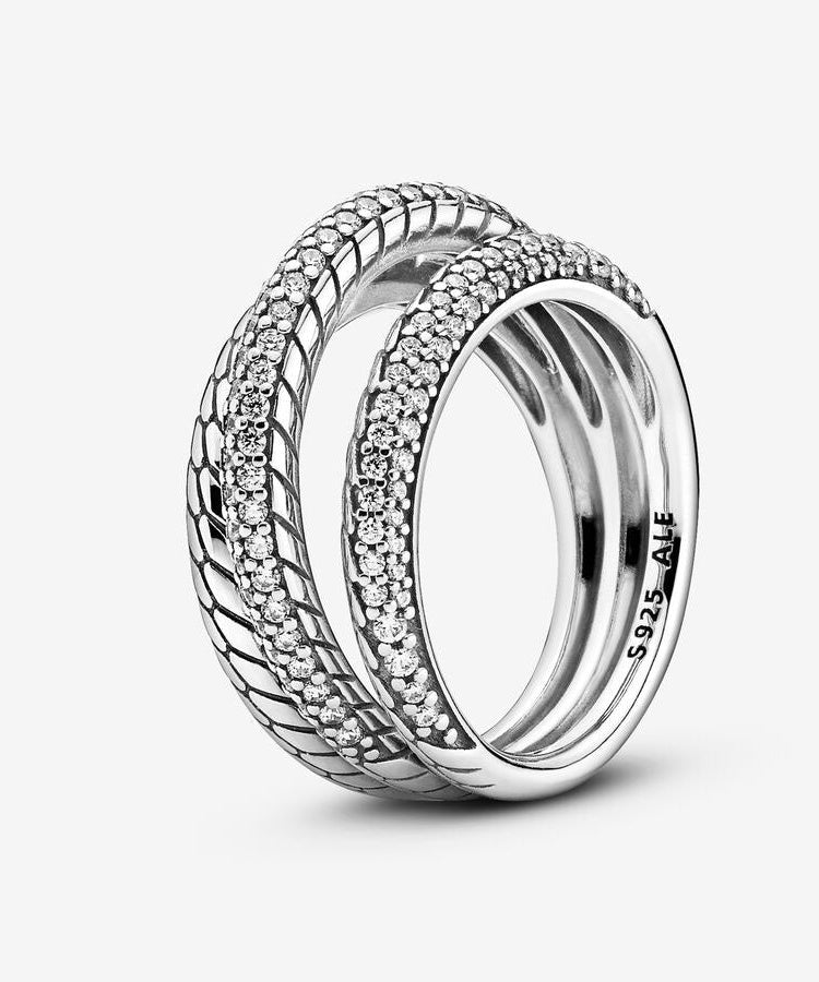 Anel Pandora Triple Band  Pavé Snake