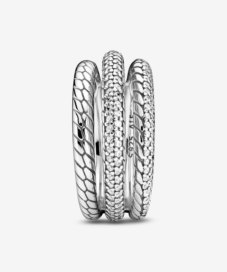 Anel Pandora Triple Band  Pavé Snake
