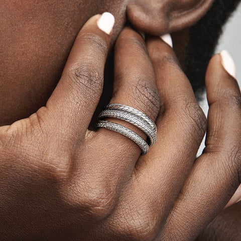 Anel Pandora Triple Band  Pavé Snake
