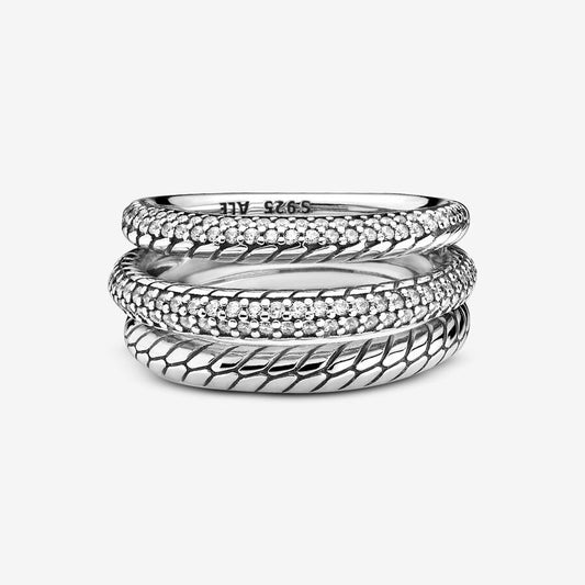 Anel Pandora Triple Band  Pavé Snake