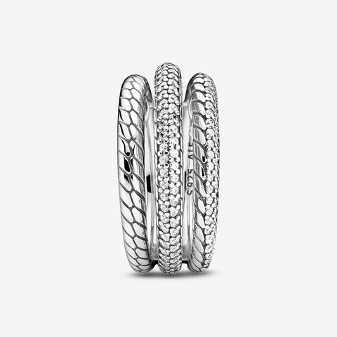 Anel Pandora Triple Band  Pavé Snake