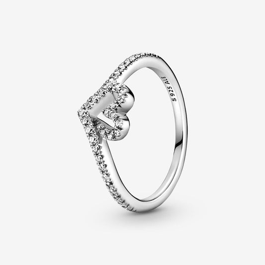 Anel Pandora Sparkling Wishbone Heart