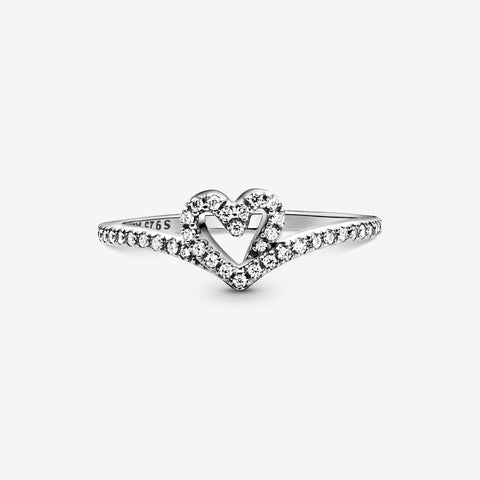 Anel Pandora Sparkling Wishbone Heart