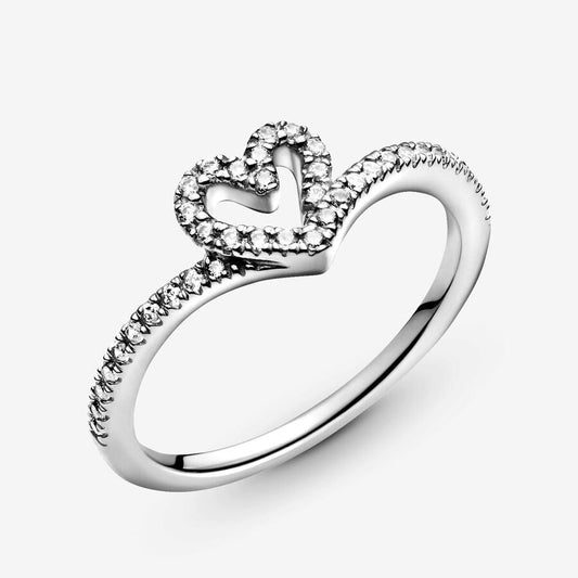Anel Pandora Sparkling Wishbone Heart