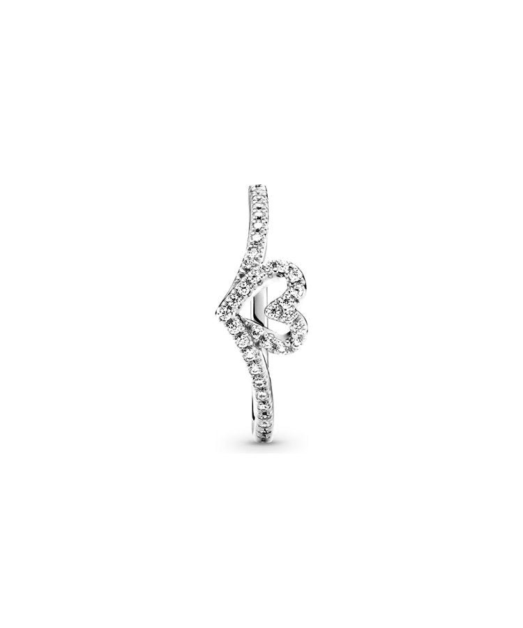 Anel Pandora Sparkling Wishbone Heart