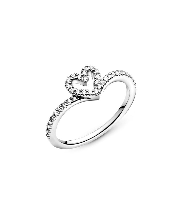 Anel Pandora Sparkling Wishbone Heart