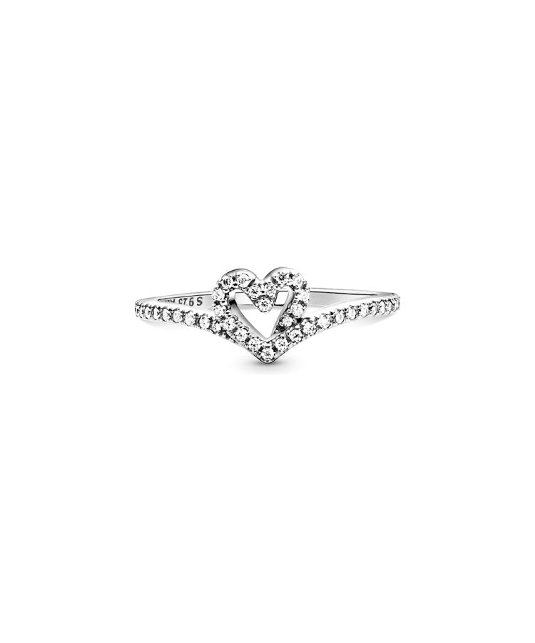 Anel Pandora Sparkling Wishbone Heart