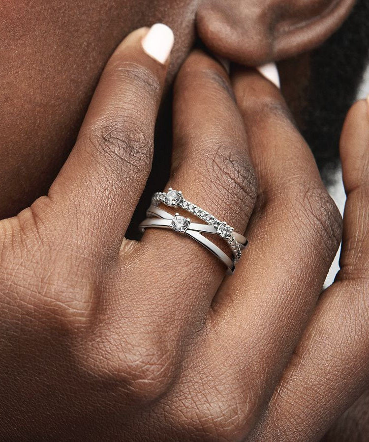 Anel Pandora Sparkling Triple Band