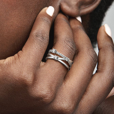 Anel Pandora Sparkling Triple Band
