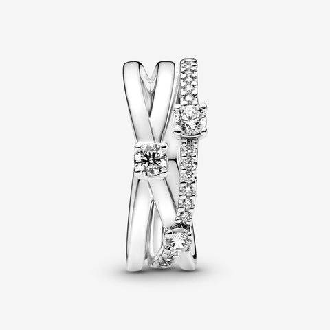 Anel Pandora Sparkling Triple Band