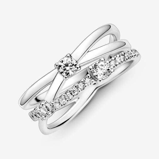 Anel Pandora Sparkling Triple Band
