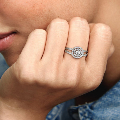 Anel Pandora Sparkling Double Halo