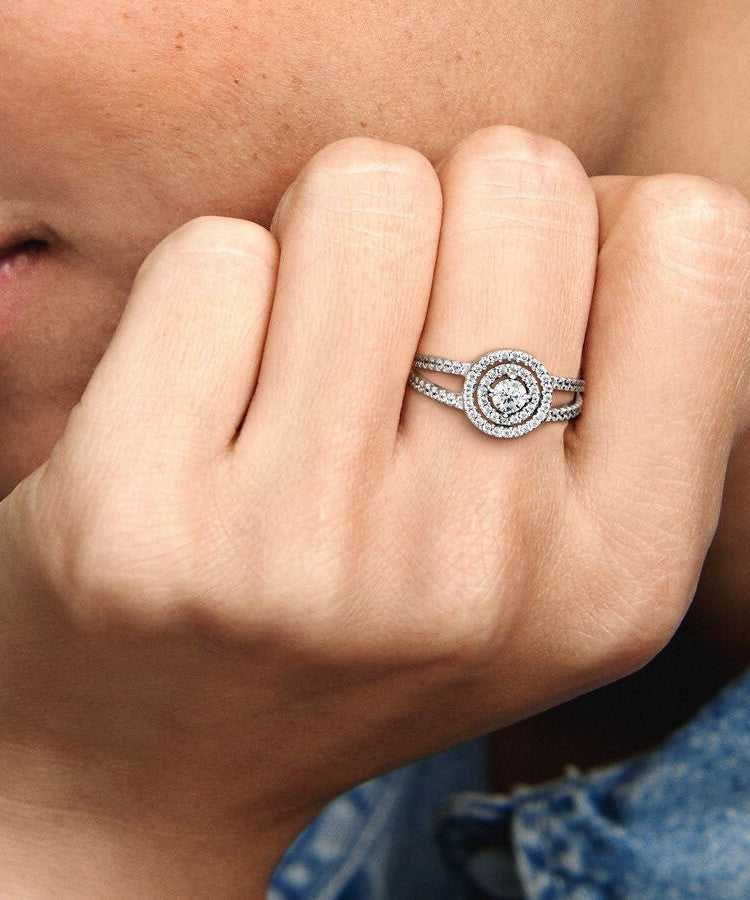 Anel Pandora Sparkling Double Halo