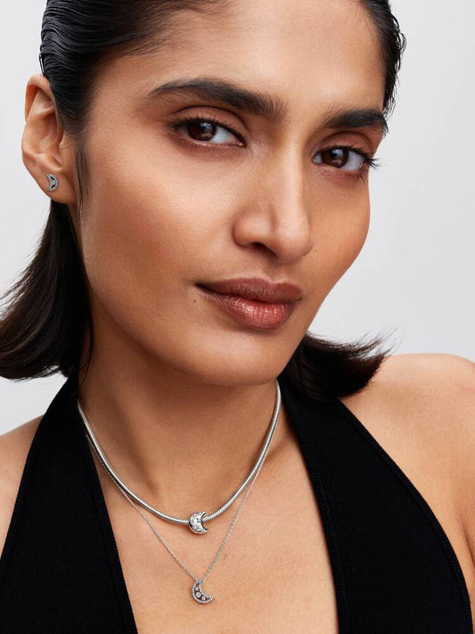 Brincos Pandora Cintilantes Lua Brilhante