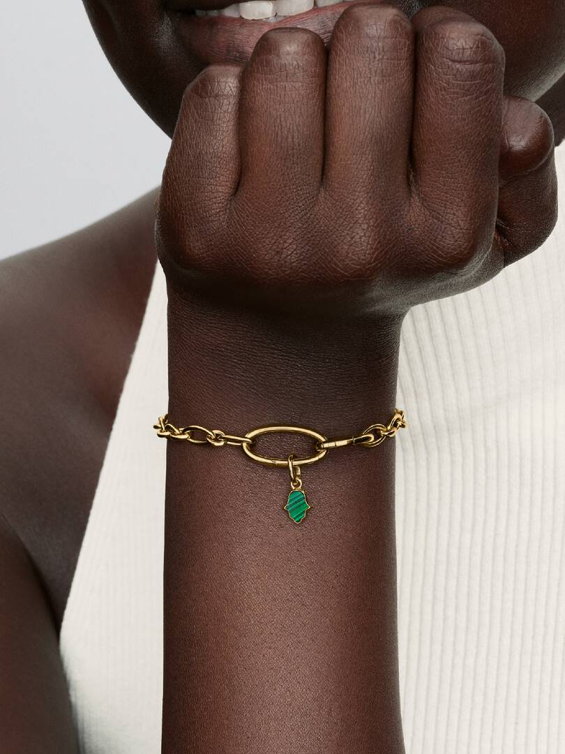 Mini-conta Pendente Pandora Mão Hamsa Verde