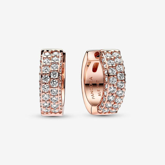 Brincos Pandora Rose Timeless  Pavé Double-row
