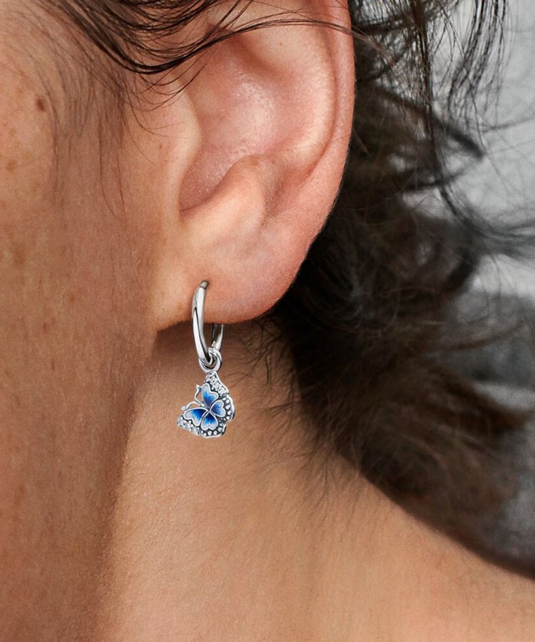 Brincos Pandora Blue Butterfly Hoop