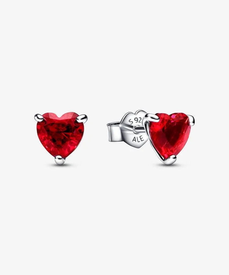 Brincos Pandora Sparkling Red Elevated Heart
