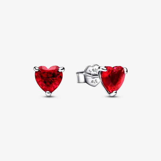 Brincos Pandora Sparkling Red Elevated Heart