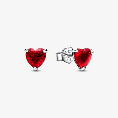 Brincos Pandora Sparkling Red Elevated Heart