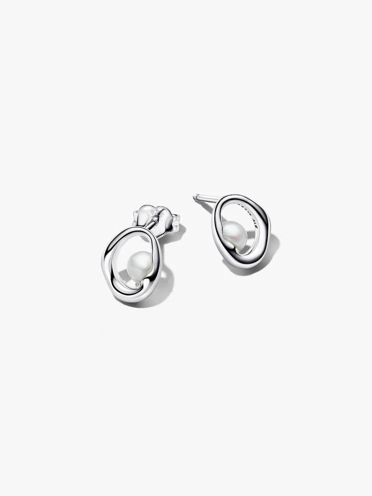 Brincos Pandora pérola de cultura de água doce tratada e de forma oval orgânica
