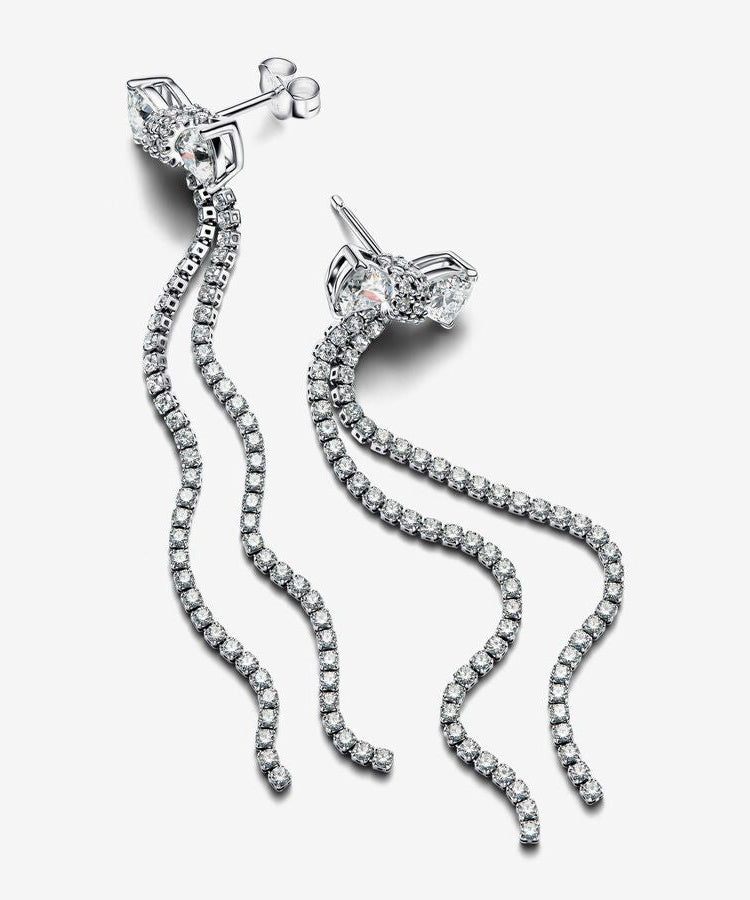 Brincos Pandora Pendentes Laço Pavé