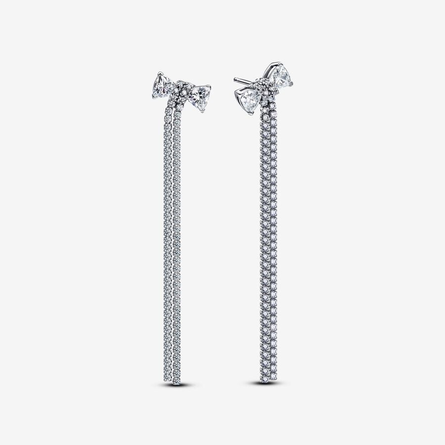 Brincos Pandora Pendentes Laço Pavé