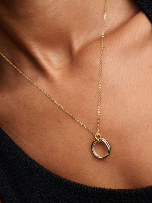 Colar Pandora Dois Tons com Forma Orgânica