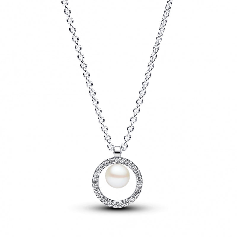 Colar Pandora Treated Freshwater Cultured Pearl & Pavé