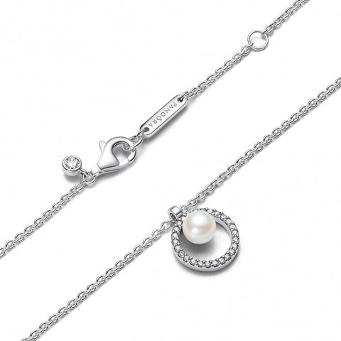 Colar Pandora Treated Freshwater Cultured Pearl & Pavé