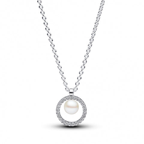 Colar Pandora Treated Freshwater Cultured Pearl & Pavé