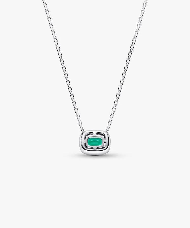 Colar Pendente Auréola Verde Cintilante Rectangular