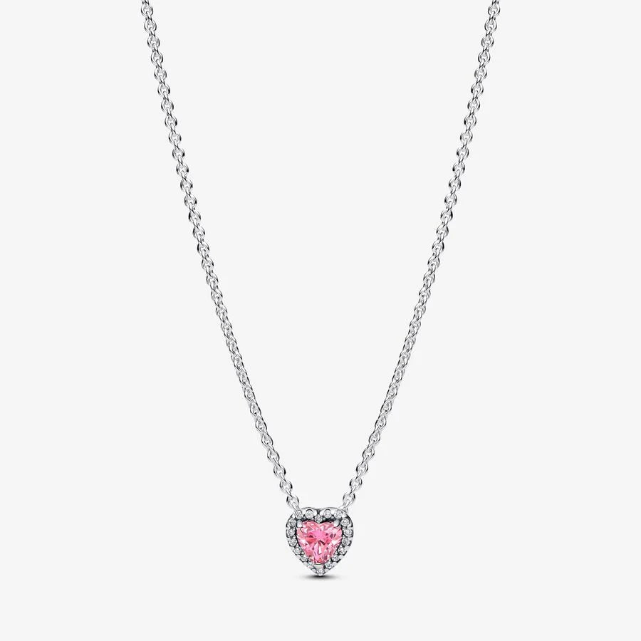 Colar Pandora Coração Elevado Rosa