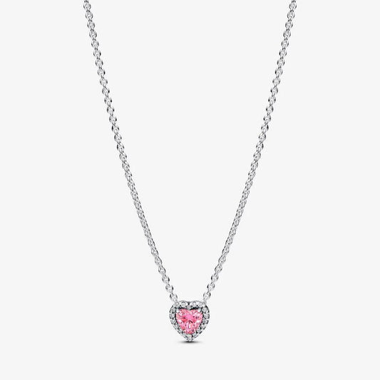 Colar Pandora Coração Elevado Rosa
